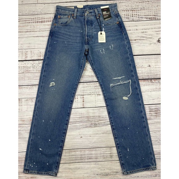 NWT Levi's Premium Mens 38x30 501 93 Straight Paint Splatter Jeans Big E Vtg - Picture 5 of 9